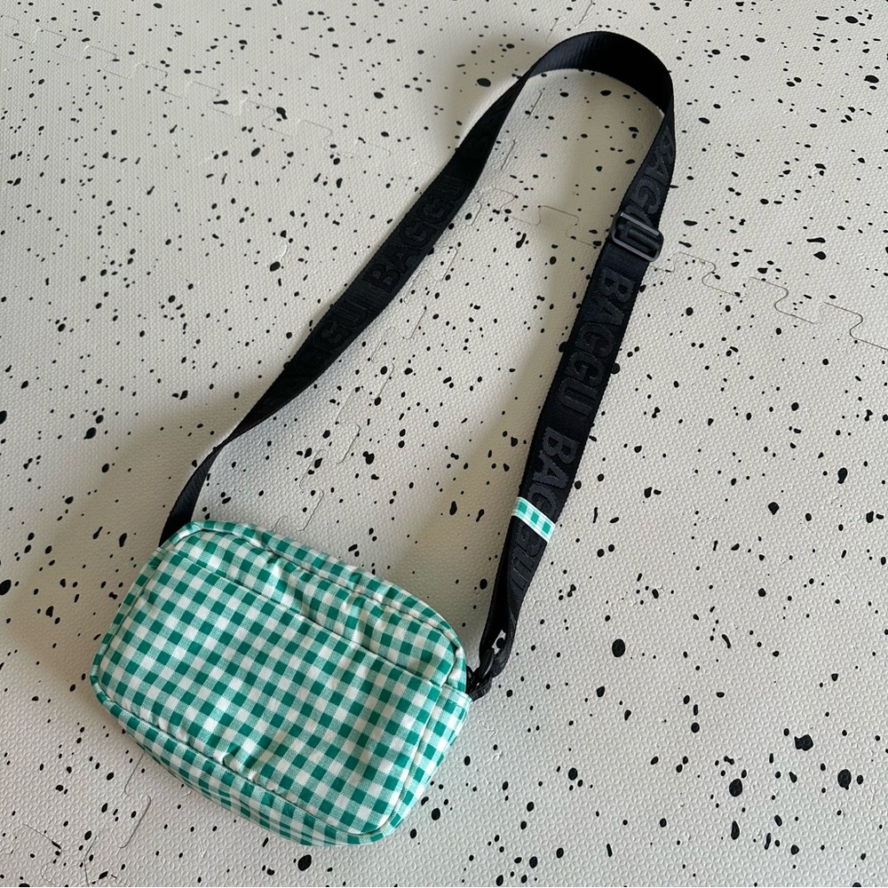 BAGGU Camera Crossbody Bag Green Checkered